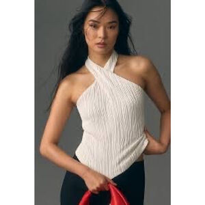 NWOT By Anthropologie Cross-Neck Halter‎ Tank, white size large